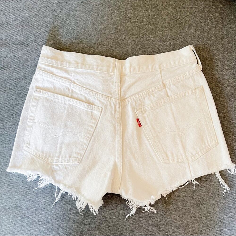 Levi's | 501 White Altered Zip Denim Shorts